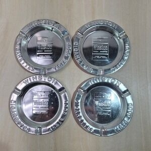 Vintage Winston‎ Cigarettes Metal Ashtrays Set of 4 Collectible Advertising